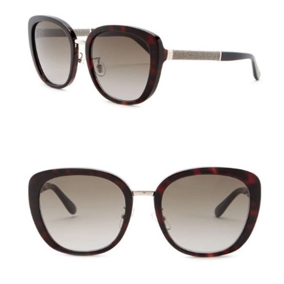 NWT Jimmy Choo 56mm Tortoise Glitter Sunglasses - Picture 3 of 11